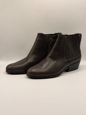 Aerosoles Women's Claus Buckle Ornament LeatherBrown Booties Sz 8